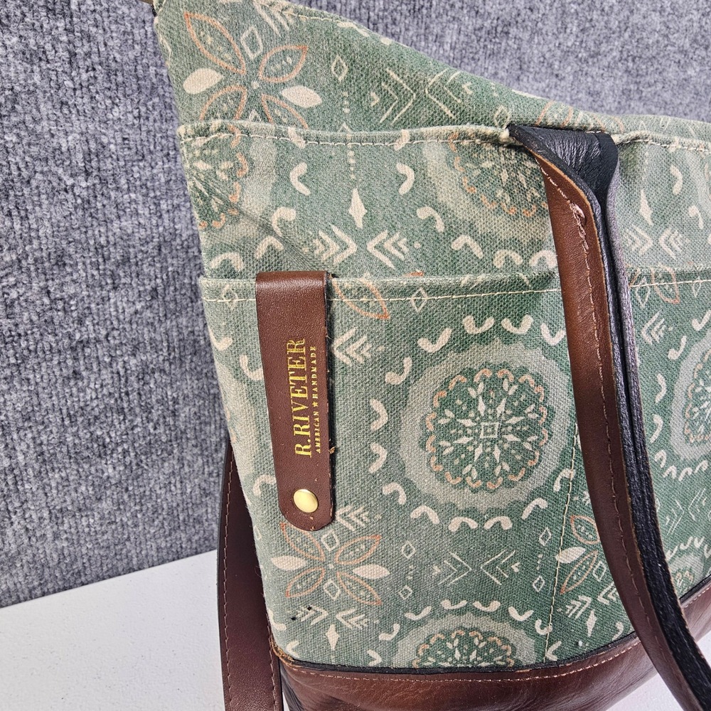 R. Riveter Standard Patton Canvas Leather Shoulder Bag - Wallet Set Mandala EUC - Picture 2 of 15
